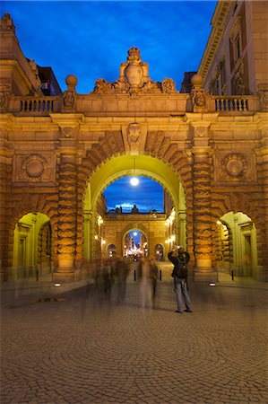 riksdag - Riksdagshuset at night, Stockholm, Sweden, Scandinavia, Europe Fotografie stock - Rights-Managed, Codice: 841-06502842