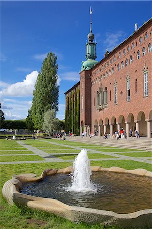 sweden building exterior - City Hall, Kungsholmen, Stockholm, Sweden, Scandinavia, Europe Stock Photo - Rights-Managed, Code: 841-06502864