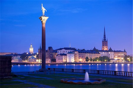 sweden nobody - City skyline from City Hall at dusk, Kungsholmen, Stockholm, Sweden, Scandinavia, Europe Stock Photo - Rights-Managed, Code: 841-06502895