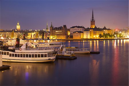 City skyline from City Hall at dusk, Kungsholmen, Stockholm, Sweden, Scandinavia, Europe Stock Photo - Rights-Managed, Code: 841-06502897