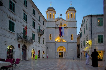 saint nicholas church - St. Nicholas Serbian Orthodox Church at dusk, Old Town, UNESCO World Heritage Site, Kotor, Montenegro, Europe Photographie de stock - Rights-Managed, Code: 841-06502974