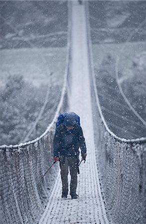 schneien - Footbridge, Dodh Kosi River, Khumbu (Everest) Region, Nepal, Himalayas, Asia Stockbilder - Lizenzpflichtiges, Bildnummer: 841-06503167