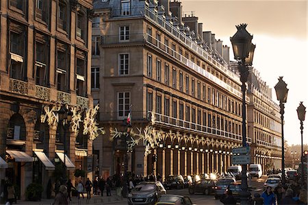 french road cars - Sunset on Rue de la Paix, Paris, France, Europe Stock Photo - Rights-Managed, Code: 841-06503436