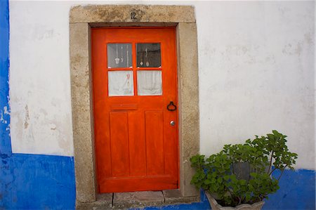 Door in the walled medieval town, declared national monument, Obidos, Estremadura, Portugal, Europe Stock Photo - Rights-Managed, Code: 841-06616347