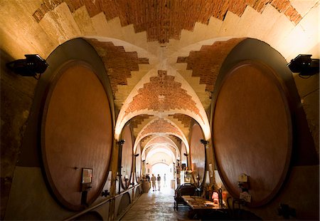 Interior of wine cellar (Caveau) of Chateau de Ventenac-en-Minervois, near Narbonne, Languedoc-Roussillon, France, Europe Stock Photo - Rights-Managed, Code: 841-06616352