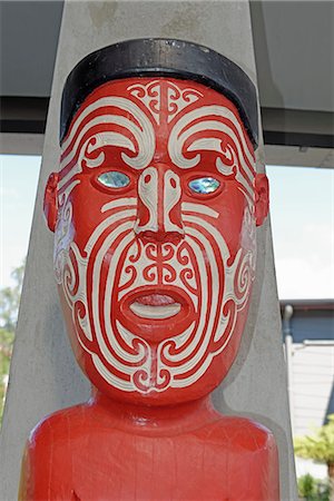 Maori sculpture, Te Puia, Rotorua, North Island, New Zealand, Pacific Foto de stock - Con derechos protegidos, Código: 841-06616395