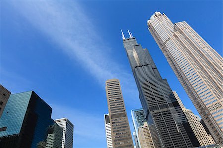 Chicago skyscrapers including the Willis Tower, formerly the Sears Tower, Chicago, Illinois, United States of America, North America Photographie de stock - Rights-Managed, Code: 841-06616663