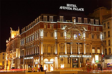 The Hotel Avenida Palace, at night, on the Avenida de Liberdade, at Restauradores Square, Baixa, Lisbon, Portugal, Europe Stock Photo - Rights-Managed, Code: 841-06616841