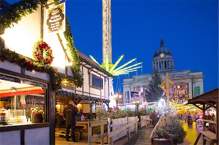 Council House and Christmas Market, Market Square, Nottingham, Nottinghamshire, England, United Kingdom, Europe Stock Photo - Rights-Managed, Code: 841-06616892