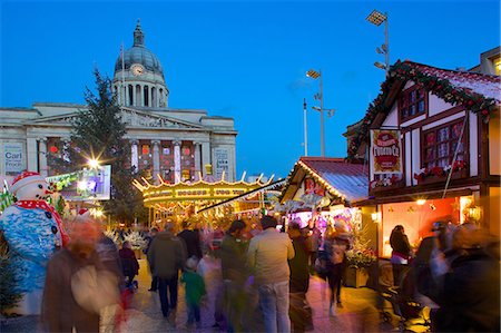 Council House, Christmas Market and carousel, Market Square, Nottingham, Nottinghamshire, England, United Kingdom, Europe Stock Photo - Rights-Managed, Code: 841-06616893