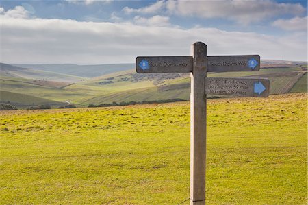 direction sign - The rolling hills of the South Downs National Park near to Brighton, Sussex, England, United Kingdom, Europe Stock Photo - Rights-Managed, Code: 841-06617021