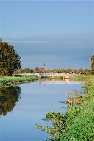 Still waters of the River Mark with Ulvenhout church in the distance, Breda, North Brabant, The Netherlands (Holland), Europe Stock Photo - Rights-Managed, Code: 841-06617147