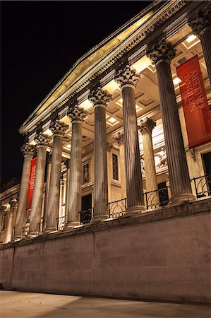 The National Gallery at night, London, England, United Kingdom, Europe. Stockbilder - Lizenzpflichtiges, Bildnummer: 841-06804360