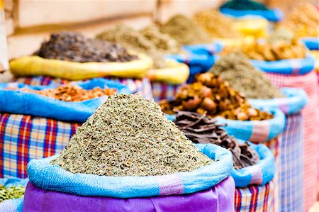 souk and spices - Colourful spices in the souks just off Djemaa El Fna, Marrakech, Morocco, North Africa, Africa Stock Photo - Rights-Managed, Code: 841-06804566