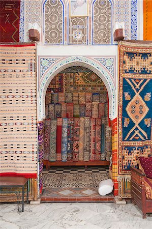 Carpet shop in Marrakech souks, Morocco, North Africa, Africa Stock Photo - Rights-Managed, Code: 841-06804594