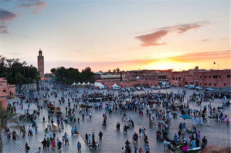 simsearch:841-09077051,k - Place Djemaa El Fna and Koutoubia Mosque at sunset, Marrakech, Morocco, North Africa, Africa Stock Photo - Rights-Managed, Code: 841-06804597