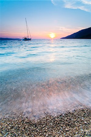 Adriatic Sea off Zlatni Rat Beach at sunset, Bol, Brac Island, Dalmatian Coast, Croatia, Europe Stock Photo - Rights-Managed, Code: 841-06804693