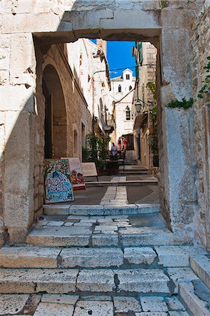 Narrow side street, Hvar Town, Hvar Island, Dalmatian Coast, Croatia, Europe Stock Photo - Rights-Managed, Code: 841-06804710