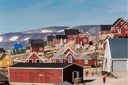 Inuit village, Ittoqqortoormiit, Scoresbysund, Northeast Greenland, Polar Regions Foto de stock - Con derechos protegidos, Código: 841-06804926