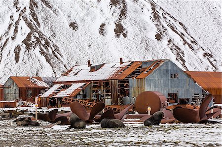 The abandoned Norwegian Whaling Station at Stromness Bay, South Georgia, South Atlantic Ocean, Polar Regions Foto de stock - Con derechos protegidos, Código: 841-06805088