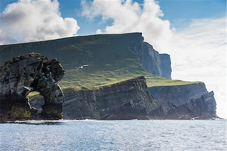 scottish island - Rock formation known as Gada's Stack on Foula Island, Shetlands, Scotland, United Kingdom, Europe Stock Photo - Rights-Managed, Code: 841-06805128