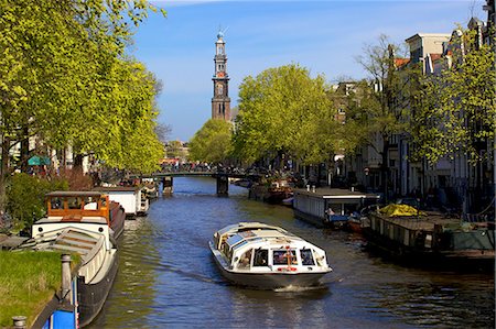Westerkerk Tower and Prinsengracht Canal, Amsterdam, Netherlands, Europe Foto de stock - Con derechos protegidos, Código: 841-06805306
