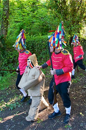 european traditional dress - The Hunting of the Earl of Rone, Combe Martin, Devon, England, United Kingdom, Europe Foto de stock - Con derechos protegidos, Código: 841-06805311