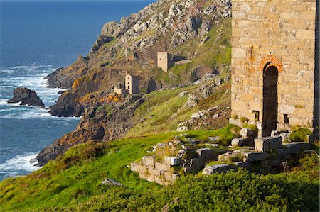 Abandoned Tin Mine near Botallack, UNESCO World Heritage Site, and rocky coast, Cornwall, England, United Kingdom, Europe Stock Photo - Rights-Managed, Code: 841-06805555