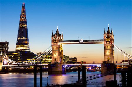 simsearch:841-06807515,k - The Shard and Tower Bridge at night, London, England, United Kingdom, Europe Stock Photo - Rights-Managed, Code: 841-06805575