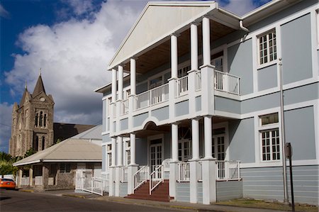 Courthouse and Roman Catholic church, Basseterre, St. Kitts, St. Kitts and Nevis, Leeward Islands, West Indies, Caribbean, Central America Stock Photo - Rights-Managed, Code: 841-06805696