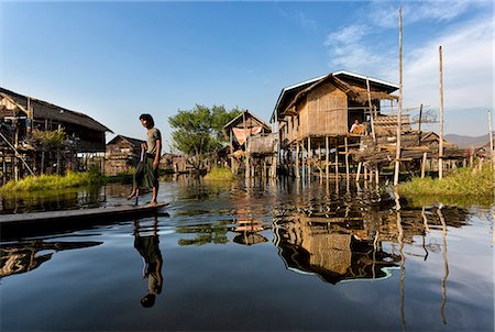shan state - Houses built on stilts in the village of Nampan on the edge of Inle Lake, Shan State, Myanmar (Burma), Asia Stock Photo - Rights-Managed, Code: 841-06805743