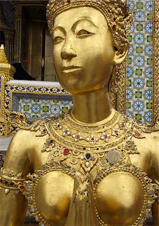 Statue of a kinnara, Wat Phra Kaew temple, Grand Palace. Bangkok, Thailand, Southeast Asia, Asia Stock Photo - Rights-Managed, Code: 841-06805881