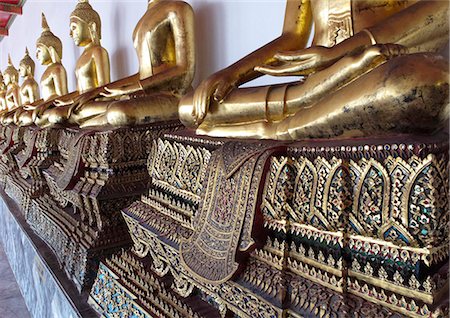 religious building - The outer cloister containing 400 Buddha images, Wat Phra Chetuphon (Wat Po), Bangkok, Thailand, Southeast Asia Stock Photo - Rights-Managed, Code: 841-06805883