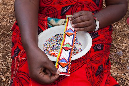 Maasai beadwork at the Predator Compensation Fund Pay Day, Mbirikani Group Ranch, Amboseli-Tsavo eco-system, Kenya, East Africa, Africa Photographie de stock - Rights-Managed, Code: 841-06806104