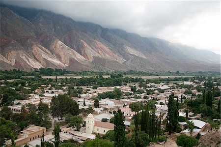 View over Maimara and Paleta del Pintor (Painters Palette) mountains, Quebrada de Humahuaca, UNESCO World Heritage Site, Jujuy Province, Argentina, South America Stock Photo - Rights-Managed, Code: 841-06806235