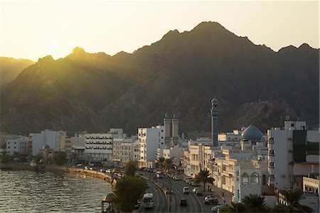 sun flare city scape - Mutthra district, Muscat, Oman, Middle East Stock Photo - Rights-Managed, Code: 841-06806453