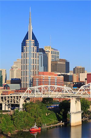 Shelby Pedestrian Bridge and Nashville skyline, Tennessee, United States of America, North America Stock Photo - Rights-Managed, Code: 841-06806542