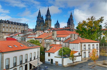 Cathedral spires in Old Town, Santiago de Compostela, UNESCO World Heritage Site, Galicia, Spain, Europe Photographie de stock - Rights-Managed, Code: 841-06806577