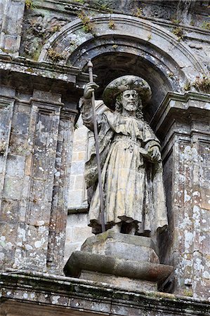 Detail on Cathedral wall in Plaza Quintana, Santiago de Compostela, UNESCO World Heritage Site, Galicia, Spain, Europe Photographie de stock - Rights-Managed, Code: 841-06806570