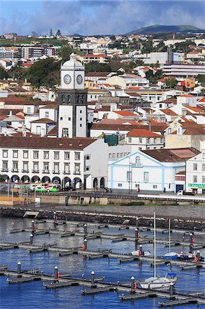 simsearch:841-08211703,k - Main Church clock tower, Ponta Delgada City, Sao Miguel Island, Azores, Portugal, Atlantic, Europe Photographie de stock - Rights-Managed, Code: 841-06806610