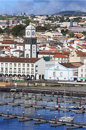 Main Church clock tower, Ponta Delgada City, Sao Miguel Island, Azores, Portugal, Atlantic, Europe Stock Photo - Rights-Managed, Code: 841-06806610