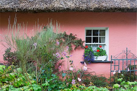 europe house with garden - Golden Vale Farmhouse in Bunratty Castle and Folk Park, County Clare, Munster, Republic of Ireland, Europe Stock Photo - Rights-Managed, Code: 841-06806653