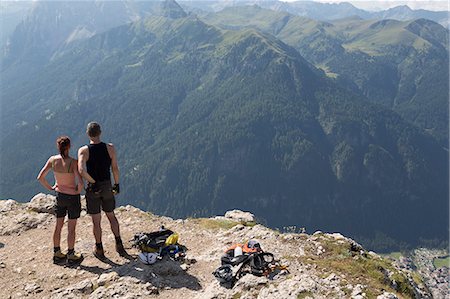 Climbers on the Sassolungo mountains in the Dolomites near Canazei, Italy, Europe Stock Photo - Rights-Managed, Code: 841-06806662