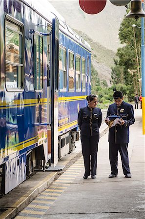 railway uniforms - Ollanta Train station in Ollantaytambo, Sacred Valley, Peru, South America Stock Photo - Rights-Managed, Code: 841-06806709