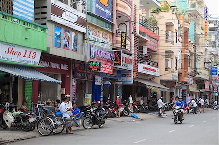 road side view building - Pham Ngu Lao, Backpacker District, Ho Chi Minh City (Saigon), Vietnam, Indochina, Southeast Asia, Asia Stock Photo - Rights-Managed, Code: 841-06806997