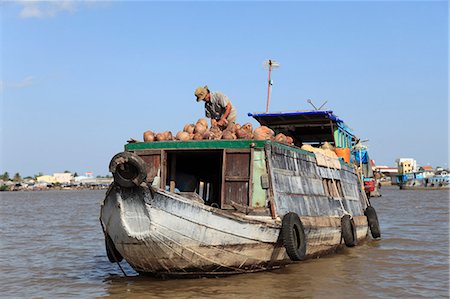 Boat, Mekong River, Mekong Delta, Vinh Long Province, Vietnam, Indochina, Southeast Asia, Asia Foto de stock - Con derechos protegidos, Código: 841-06807007