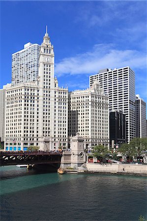 The Wrigley Building and Chicago River, Chicago, Illinois, United States of America, North America Photographie de stock - Rights-Managed, Code: 841-06807021