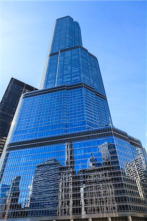 skyscrapers glass - Trump Tower, Chicago, Illinois, United States of America, North America Stock Photo - Rights-Managed, Code: 841-06807032