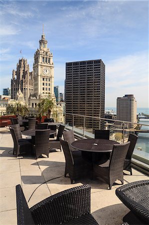 restaurants patio furniture - View from Trump Tower Hotel, Chicago, Illinois, United States of America, North America Stock Photo - Rights-Managed, Code: 841-06807043