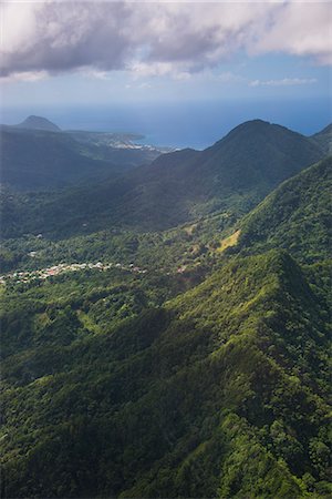 sea and mountains - Aerial of Dominica, West Indies, Caribbean, Central America Photographie de stock - Rights-Managed, Code: 841-06807240